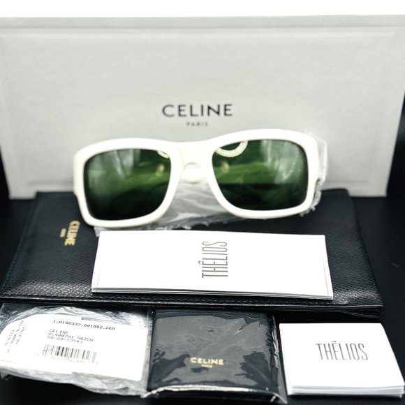 NEW CELINE CL40079I 25N Ivory/Green Unisex Sunglasses 56mm main image 6